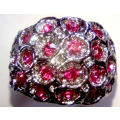 BEAUTIFUL! Ring With Simulated Pink Diamonds Size 9 US