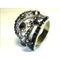 AMAZING! Ring 0,75 Carat Simulated Black & French Lilac Diamonds Size 8 US / P / 18
