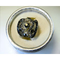 AMAZING! Ring 0,75 Carat Simulated Black & French Lilac Diamonds Size 8 US / P / 18