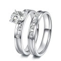 Retail Price: R 2 699 Titanium Round Brilliant Cut Ring Set Size 7;11 US