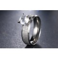 SPARKLING! 100% Titanium Princess Cut Ring With Simulated Diamond Size 8 US / P / 18