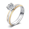 Titanium Princess Cut Ring With Simulated Diamond *R 799* Size 6 US / L / 16