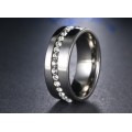 Retail Price R 2 199 Titanium  8 mm  Ring With Simulated Diamonds Size 9 US(SILVER ONLY)