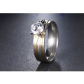 SPARKLING! 100% Pure Titanium Princess Cut Ring With Simulated Diamond *R 1099* Size 9; 10; 11 US