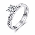 Titanium 4 mm  Princess Cut Ring With Simulated Diamonds (SILVER)**R 899** Size 9 US / R / 19