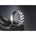 Titanium Ring With 3-Row Simulated Black & White Diamonds **R 899** Size 8; 9; 11