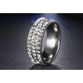 Titanium Ring With Simulated Diamonds *R 1099* Size 7; 8 US (SILVER & GOLD)