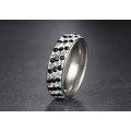 Titanium Ring With 3-Row Simulated Black & White Diamonds **R 899** Size 8; 9; 11