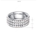 Titanium Ring With Simulated Diamonds *R 1099* Size 7; 8 US (SILVER & GOLD)
