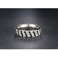 Titanium  6 mm  Ring With Simulated Black & White Diamonds **R 999** Size 9 US