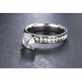 RETAIL PRICE: R 1 099 Titanium Ring With 2.00 ct Simulated Diamonds (SILVER) Size 10; 11 US