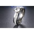 RETAIL PRICE: R 1 299 Titanium Princess Cut Ring With Simulated Diamonds (GOLD) Size 9 US