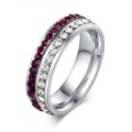 Titanium 2 Prong Ring With Simulated Diamonds & Deep Purple Amethysts **R 899**Size 9 US