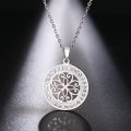 Titanium "Chinese Lucky Flower" Necklace With Simulated Diamonds Silver 45 cm *R 599*