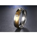 Titanium Ring With Simulated Diamond (Two Tone) 8 mm **R 899**  Size 8; 9; 10 US