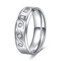 Titanium Ring 6 mm With Simulated Diamonds *R 799* Size  9; 10 US