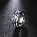 RETAIL PRICE: R 1 499 Titanium 8 mm  Ring With Simulated Light Blue & White Diamonds  Size  9 US