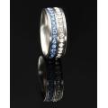 RETAIL PRICE: R 1 499 Titanium 8 mm  Ring With Simulated Black & White Diamonds  Size  7 US