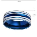 Titanium Ring 8 mm **R 999** Size 10; 11 US (BLUE & SILVER)