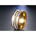 Titanium Ring 8 mm (WHITE & GOLD) With 1.25 ct Simulated Diamonds*R 899* Size 11 US