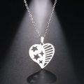 Titanium "American Flag Of US Heart" Necklace 45 cm **R 699** (SILVER)
