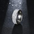 Titanium Ring 8 mm With Simulated Diamonds *R 1099* Size 7; 9 US (SILVER)