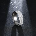 Titanium Ring 8 mm With Simulated Diamonds *R 1099* Size 7; 9 US (SILVER)