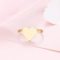 Titanium Heart  Signet Ring Size 7; 10 US *R 599* (SILVER/GOLD)