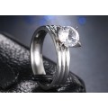 Titanium Princess Cut Ring With Simulated Diamond Size 10 US *R 599* (SILVER)