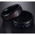 Titanium Carbon Fiber Ring Size 12; 13 US *R 599* (RED & BLUE)