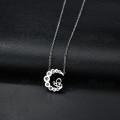 Stainless Steel "Moon" Necklace With Simulated Diamonds 50 cm **R 899** (SILVER)