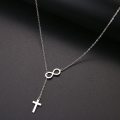 TITANIUM (NEVER FADE) `Infinity Cross` Necklace 60 cm (SILVER ONLY)