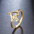 Titanium Music Note Hearts Ring Size 8; 10 US *R 599* (SILVER&GOLD)