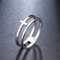 Titanium Cross Ring Size 6; 8; 10 US *R 599* (SILVER)