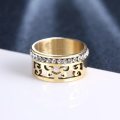 Titanium Ring With Simulated Diamonds *R 1099* Size 9; 11 US (GOLD)