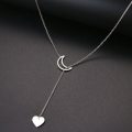TIANIUM ( NEVER FADE) "Moon & Heart" Necklace 60 cm  (SILVER ONLY)
