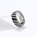 RETAIL PRICE: R 1999 Titanium  Ring With Simulated Black & White Diamonds  Size 7 US