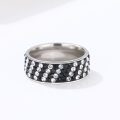 Retail Price: R 2 799 Titanium  Ring With Simulated Black & White Diamonds Size 9 US