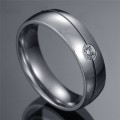Titanium Ring With Simulated Diamonds Size 9; 10 US *R 899* (SILVER/BLACK)