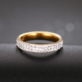 Titanium Ring With Simulated Diamonds *R 1099* Size 9 US (GOLD)