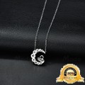 Stainless Steel "Moon" Necklace With Simulated Diamonds 50 cm **R 899** (SILVER)