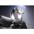 Titanium Princess Cut Ring With Simulated Diamond Size 8; 9 US *R 599* (SILVER)