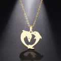 RETAIL PRICE:  R 999 Titanium "Dolphin Heart" Necklace  45 cm (GOLD)