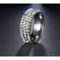 Retail Price R1699 TITANIUM (NEVER FADE) GOLD Three Row Simulated Diamonds Ring SIZE 7 US