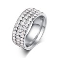 Retail Price R1599 TITANIUM (NEVER FADE) SILVER Three Row Simulated Diamonds Ring SIZE 7 US