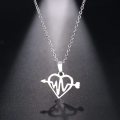 RETAIL PRICE:R 899 (NEVER FADE) Titanium "Heartbeat Heart" Necklace 45 cm (SILVER ONLY)