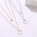 Retail Price: R 1 699 Titanium (NEVER FADE) Square Pearl Choker Necklace 40 cm + 50 cm(GOLD ONLY)