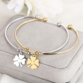 RETAIL PRICE: R 1299 Adjustable Titanium (NEVER FADE) "Clover" Charm Bangle (SILVER ONLY )