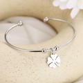 RETAIL PRICE: R 1299 Adjustable Titanium (NEVER FADE) "Clover" Charm Bangle (SILVER ONLY )