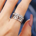 TITANIUM (NEVER FADE) Pattern Ring With Simulated Diamonds (SILVER ONLY)